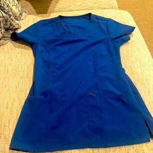 Cherokee infinity XS royal blue scrub top three pocket